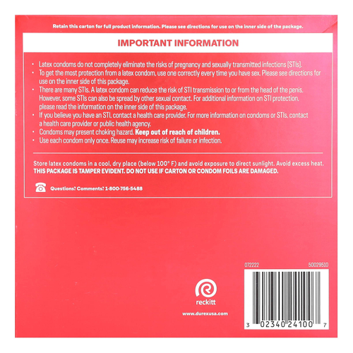 Durex, Thin, для чувствительных глаз, Regular Fit, 24 латексных презерватива