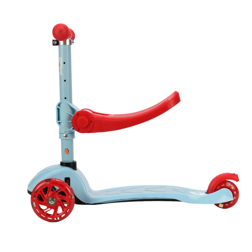 Самокат 3х кол с складным сиденьем, колеса PU со светом, ручка съемная на три положения