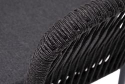 "Марсель" стул плетеный из роупа, каркас алюминий темно-серый (RAL7024) муар, роуп темно-серый круглый, ткань темно-серая 027