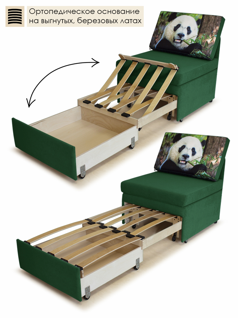 Кресло-кровать "Миник" 70 см, купон Панда