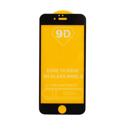 Защитное стекло 9D (ТЕХПАК) для Apple iPhone 6 Plus/6S Plus, 3D, черная рамка, 0.3 мм