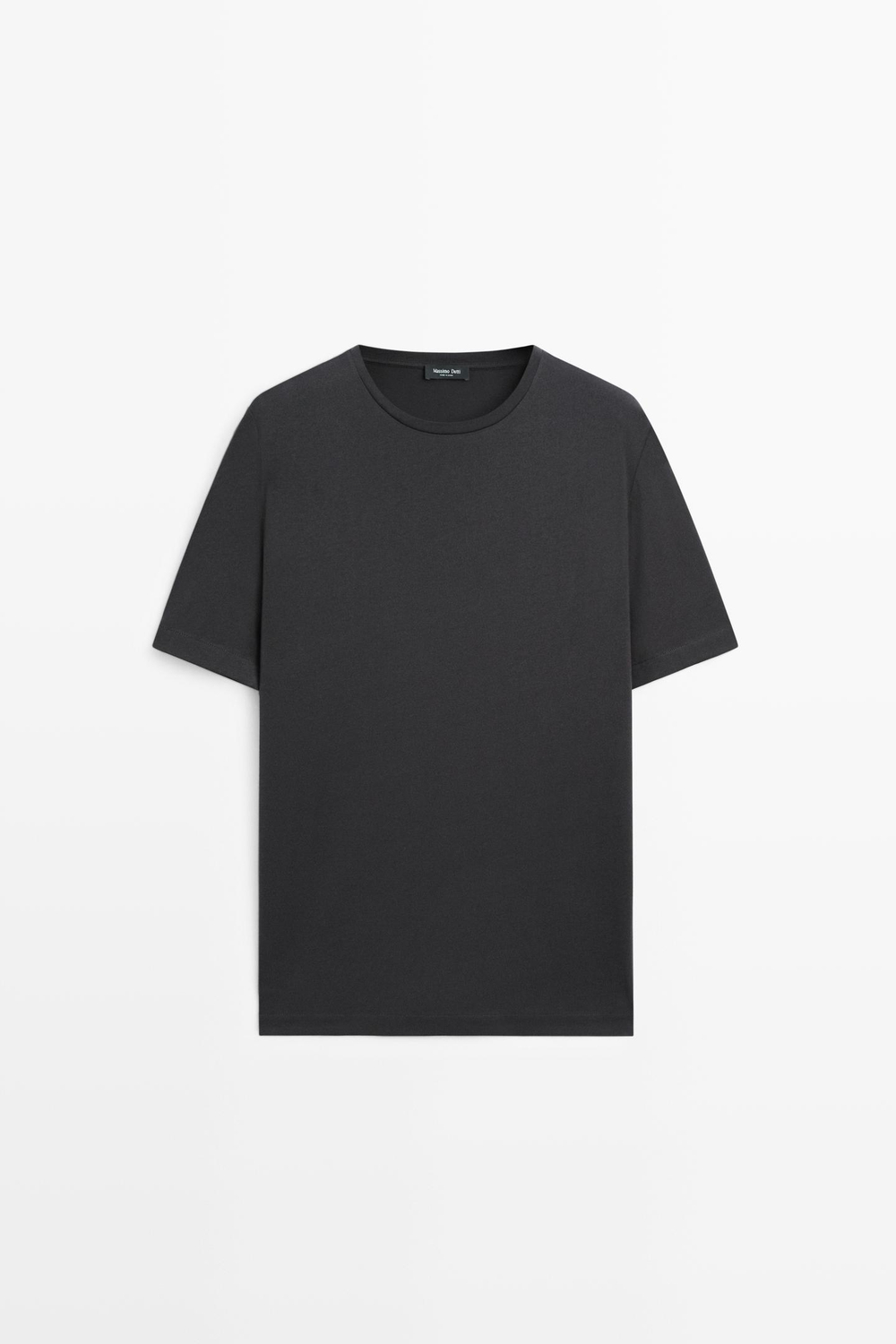 Massimo Dutti Футболка из 100% хлопка с декоративными деталями на плечах, свинцовый