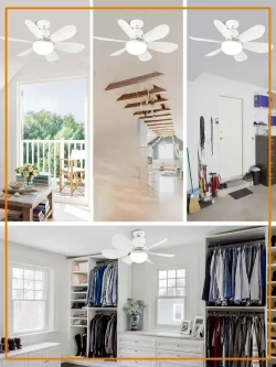 Потолочный вентилятор 45W Черный E27 диммируемый