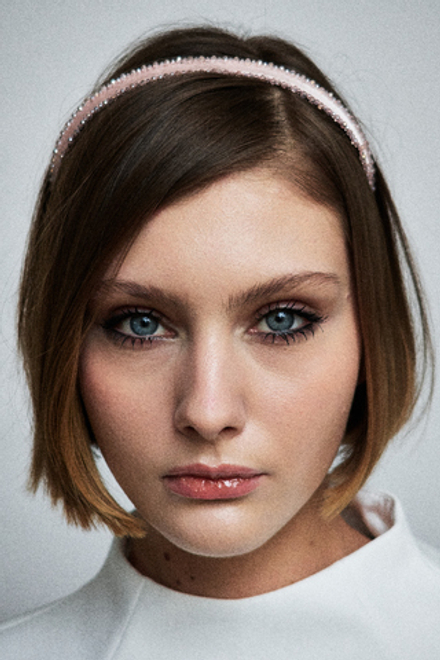 Ободок тонкий розовый с декором по контуру