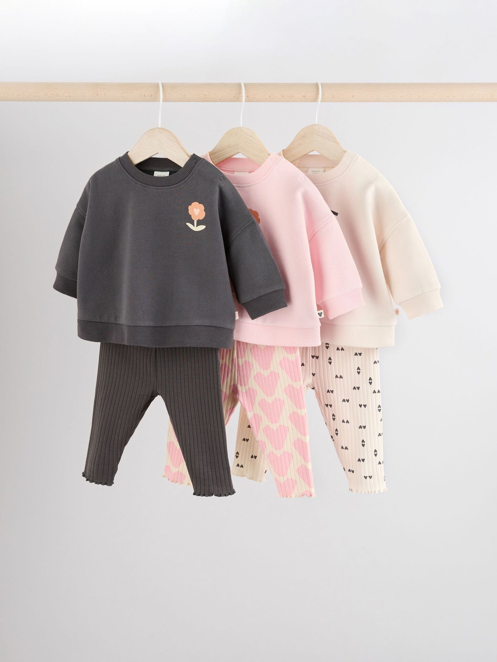 Толстовка и легинсы в комплекте для малышей Next Q94-955, Розовый, Серый