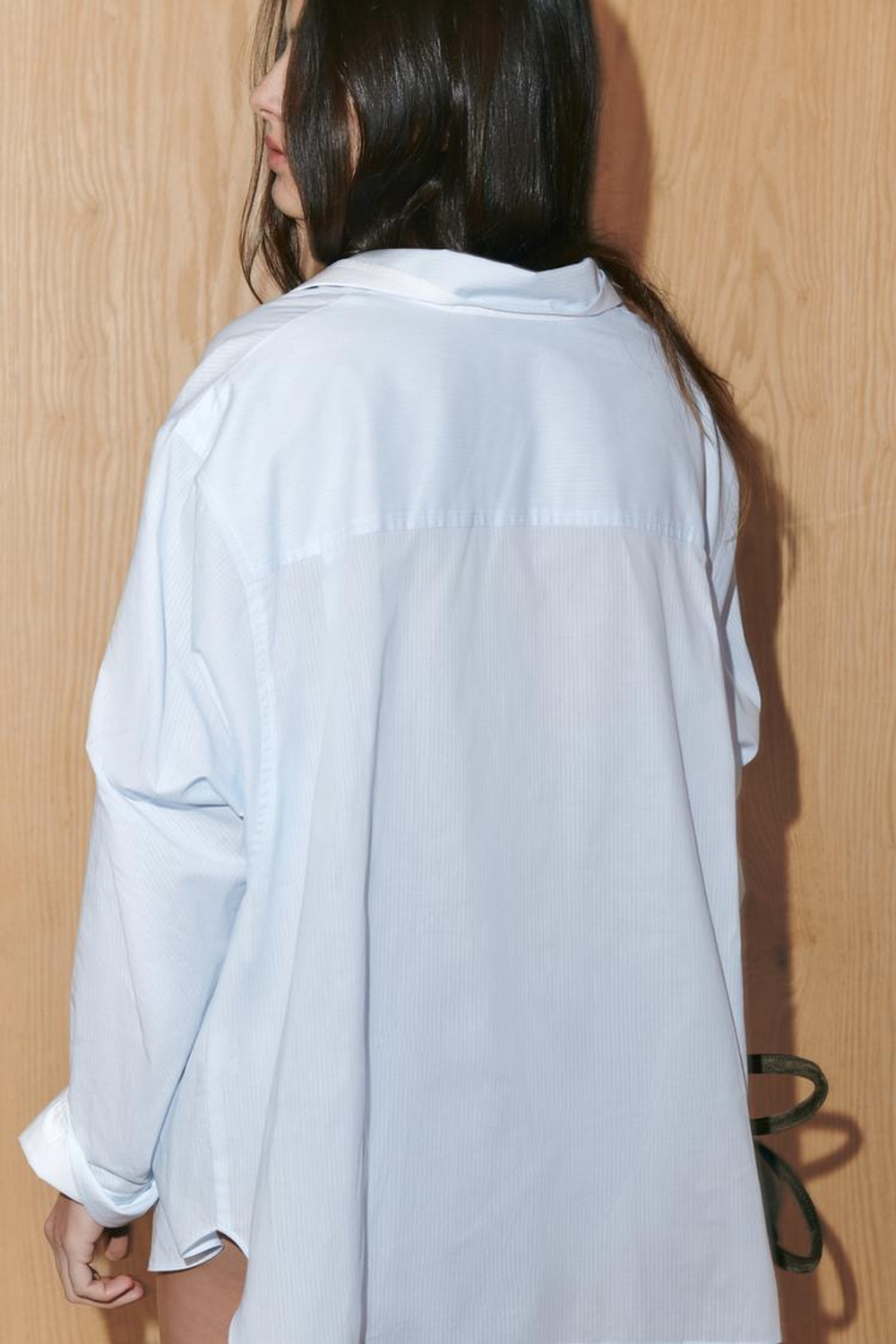 ZARA РУБАШКА ОВЕРСАЙЗ В ПОЛОСКУ С РУКАВОМ ЛЕТУЧАЯ МЫШЬ, СИНИЙ/БЕЛЫЙ