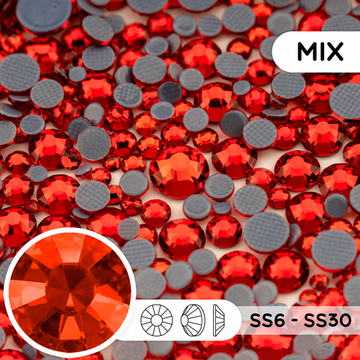Набор страз горячей фиксации “Siam” (микс размеров SS6–SS30)