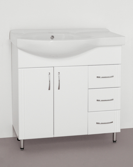 Тумба с раковиной Style Line Эко Стандарт 25 (3 ящ.) под умывальник Коралл 82, правая