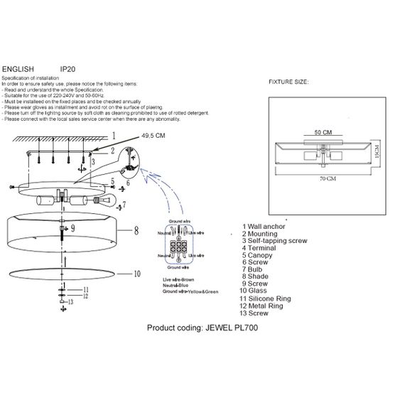 Потолочный светильник Crystal Lux Jewel PL700 Gray