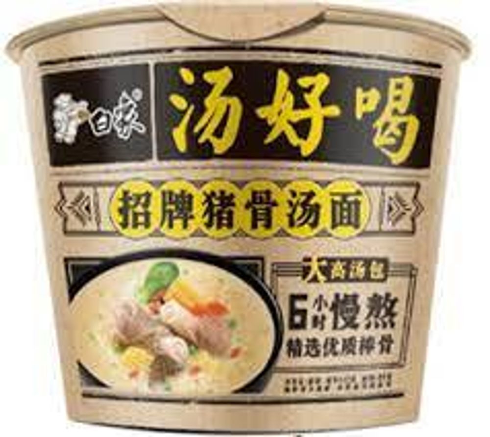 Лапша со вкусом супа из свиных костей BaiXiang стакан 108г