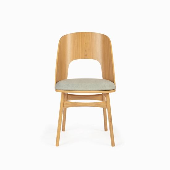 Стул Compain деревянный, сиденье из светло-серой ткани