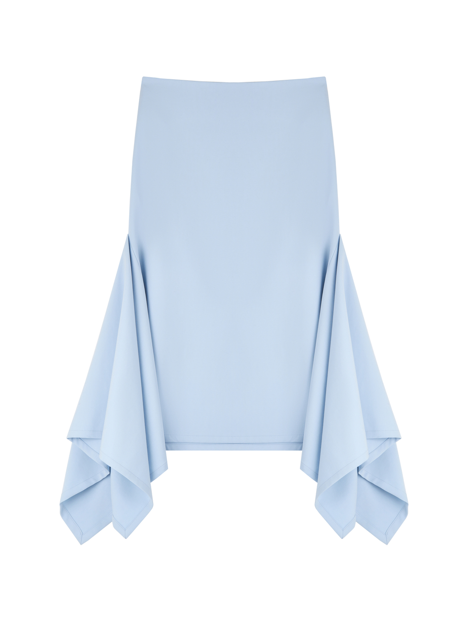 Юбка с клином костюмная голубая