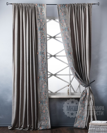 Шторы с вышивкой ЛЭЯ (арт. BL01-250-01)  - (200х280)х2 см. - серые