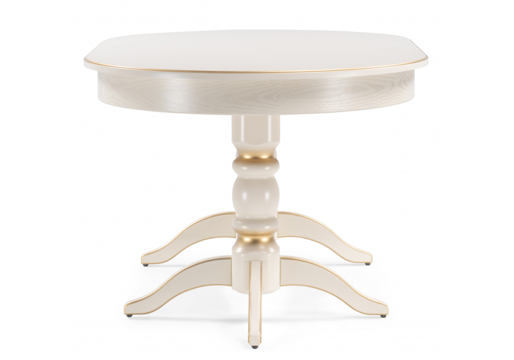 Стол деревянный Woodville Дейвер 160(220)х100 слоновая кость, золото