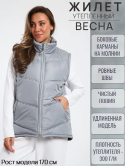Жилет 2 утепленная Весна Серый лед