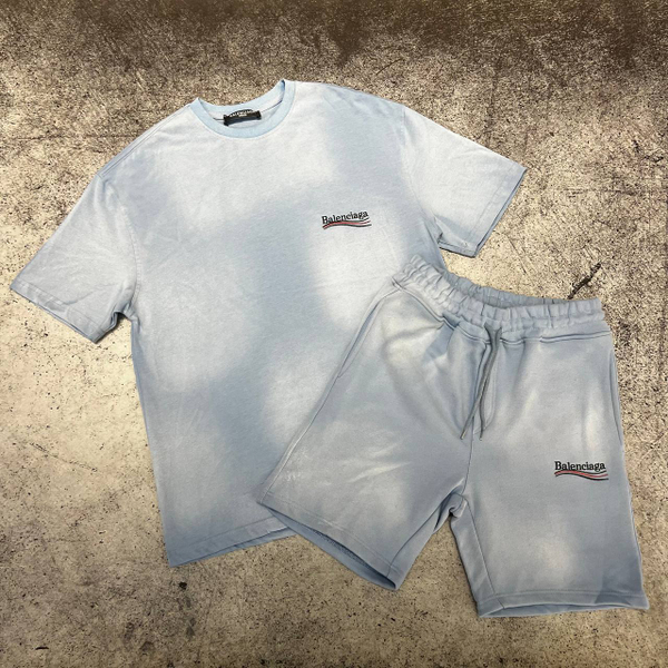 Костюм футболка/шорты Balenciaga blue/white