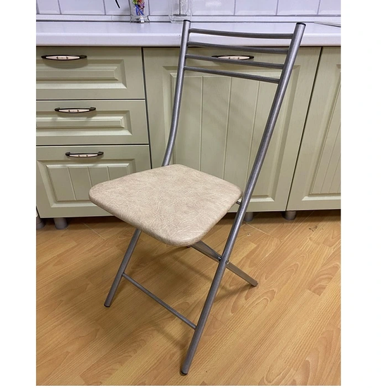 Стул раскладной серый кожзам бежевый