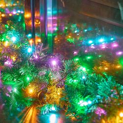 ULD-S1000-100-DGA MULTI-2 IP20 Гирлянда светодиодная. 10м. 100 светодиодов. Голубой. желтый. зеленый. розовый свет. Провод зеленый. ТМ Uniel