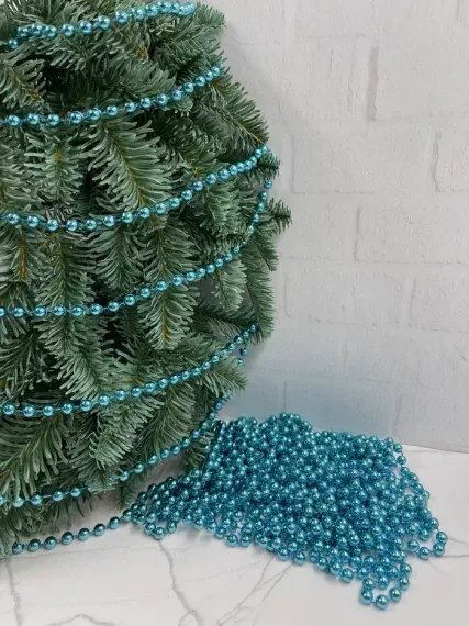 Пластиковые бусы Бисер 8 мм.*10 м., бирюзовый, Christmas DeLuxe (89750)