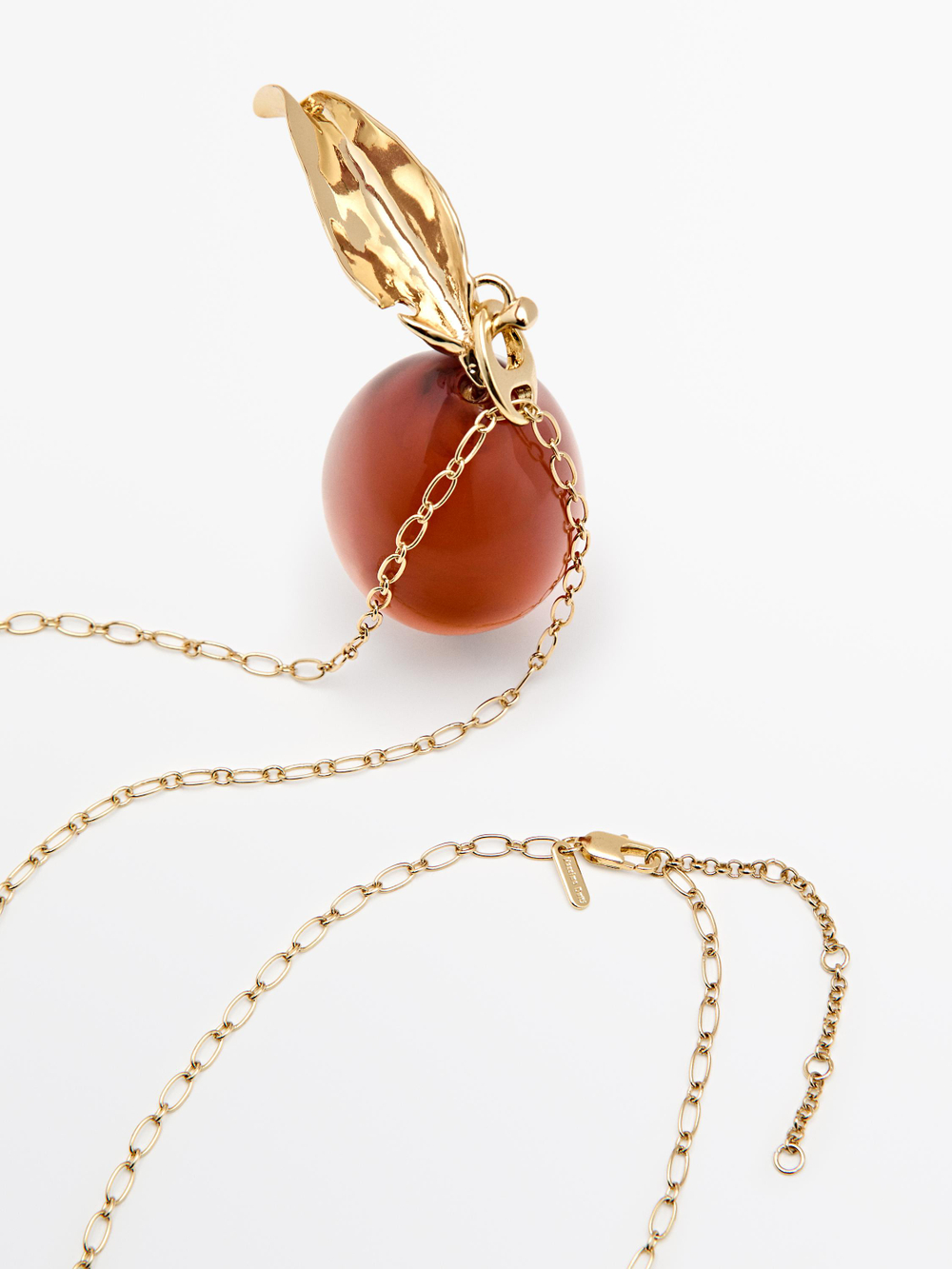 Massimo Dutti Цепочка со стеклянной подвеской, золотистый