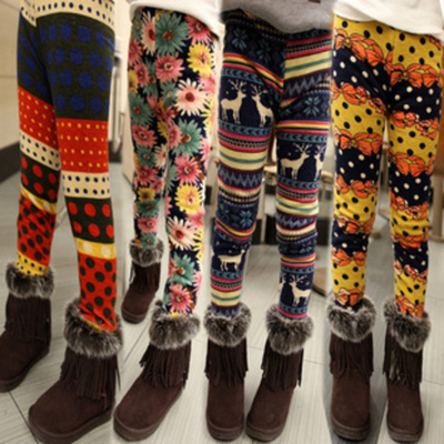 Леггинсы детские с принтами, утепленные