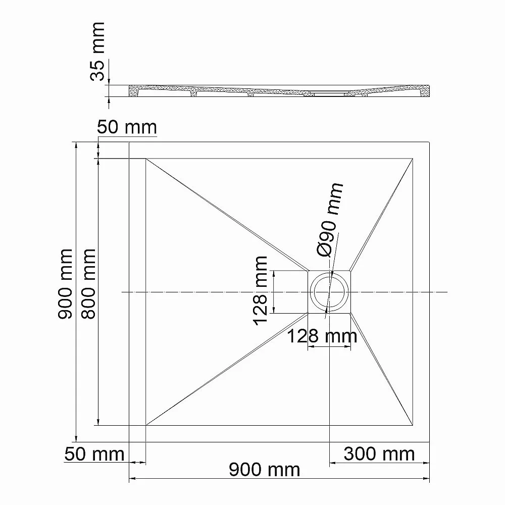 Душевой поддон WasserKRAFT Aller 10T03 90х90