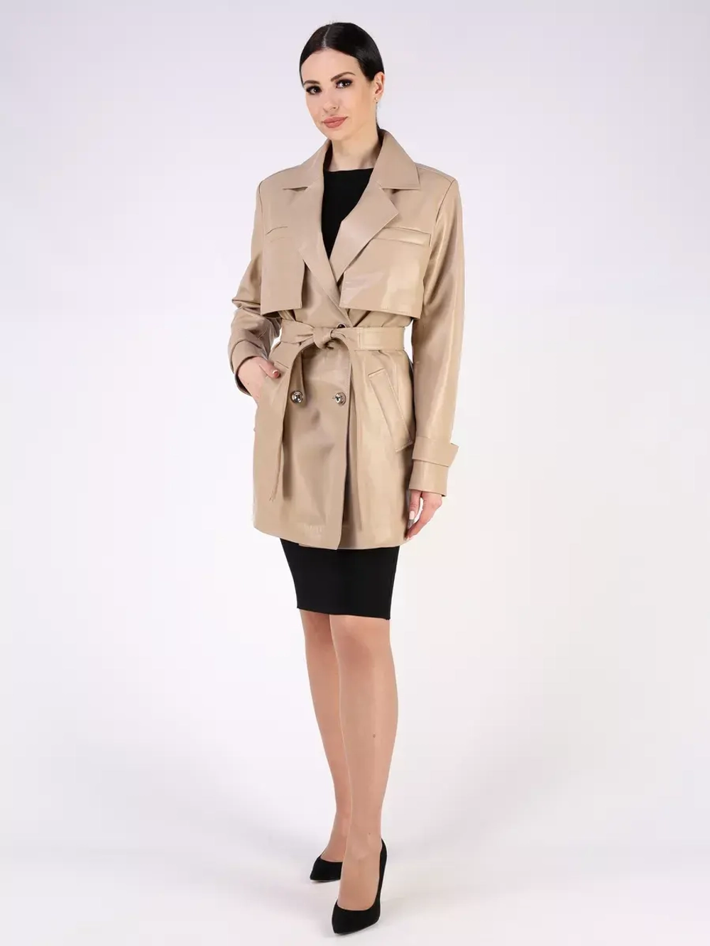 Кожаная куртка осень Турция тренч короткий