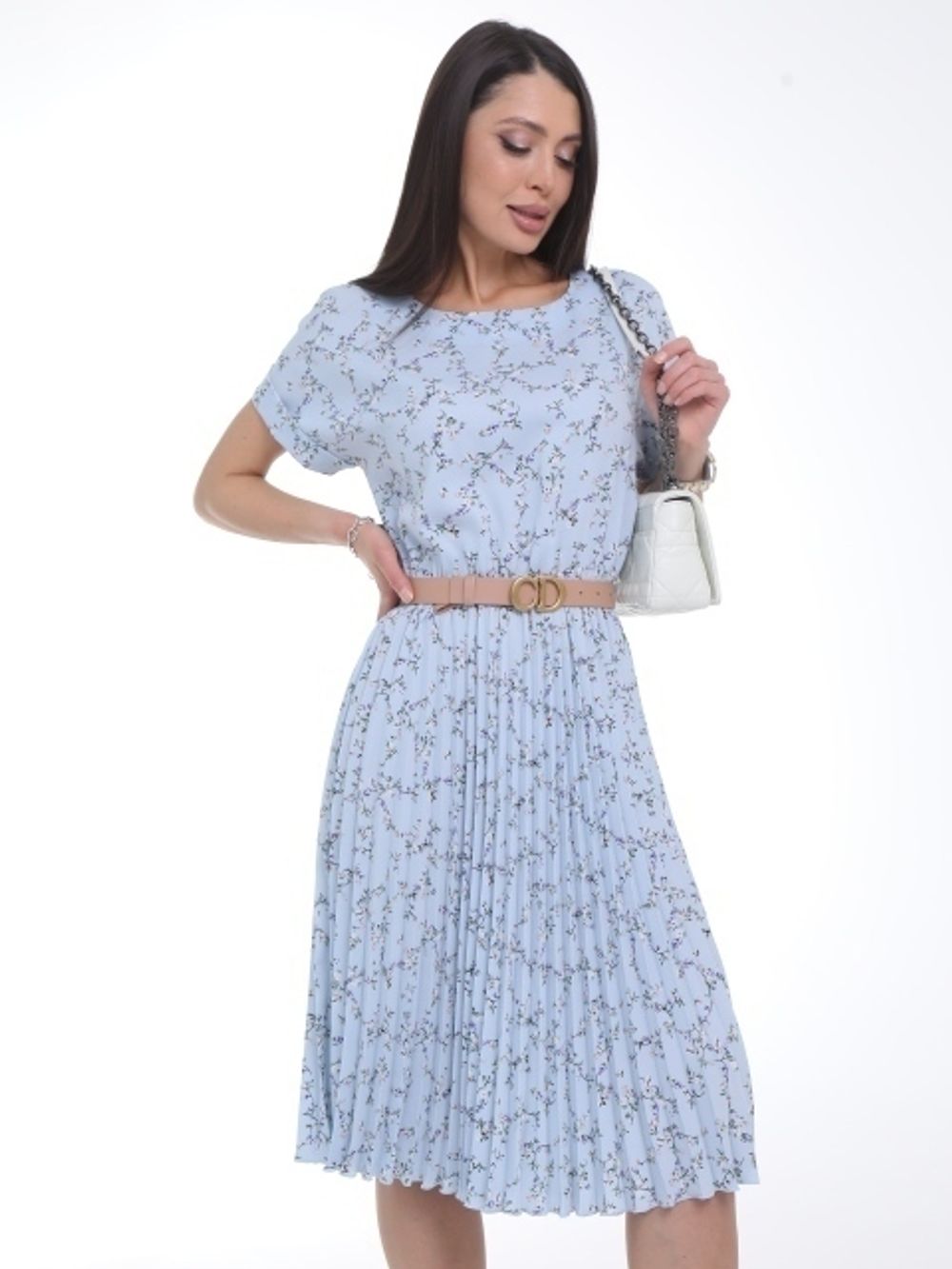 Платье Сабрина (гофре,небесный) Diolche (Акция)