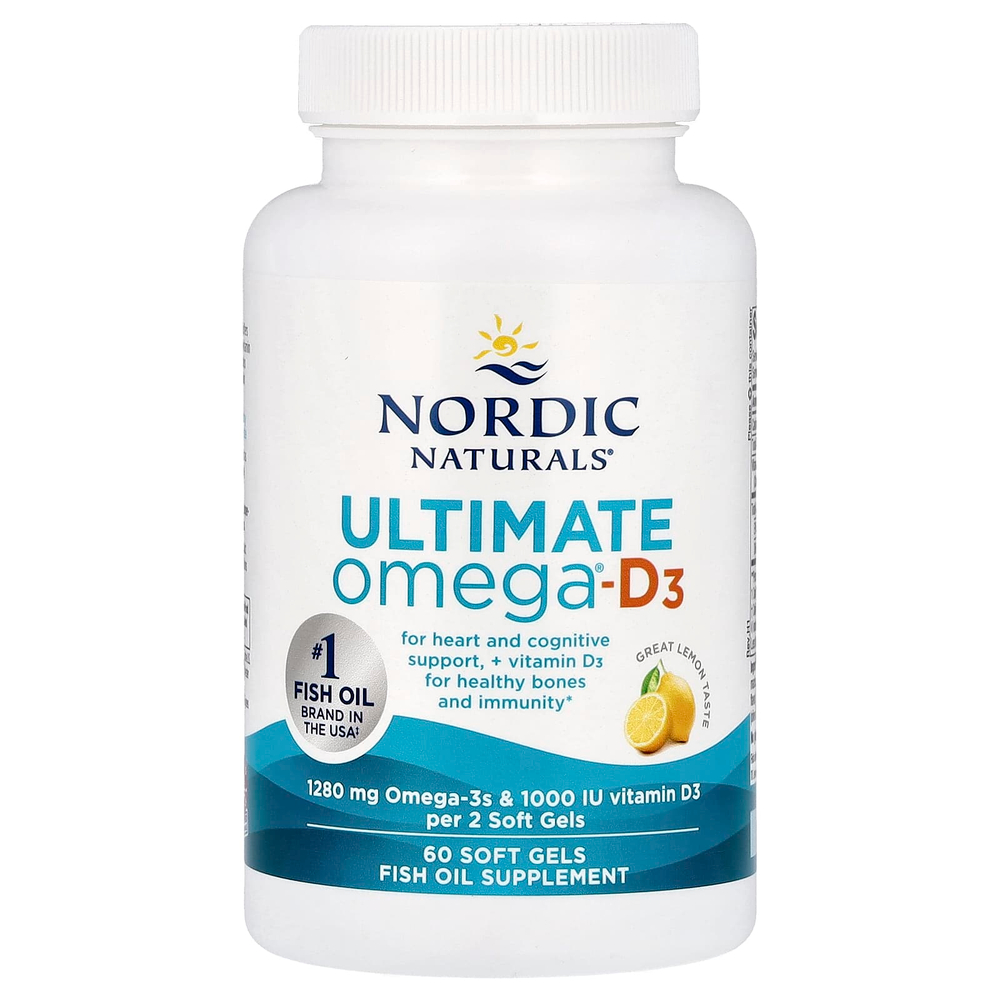 Nordic Naturals, Ultimate Omega-D3, витамин D3 со вкусом лимона, 60 капсул