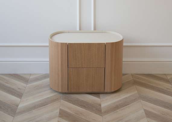 Тумба прикроватная Lagom 2 ящика ширина 60 см (натуральный дуб, молочный)