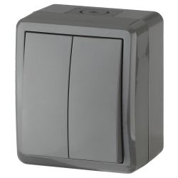 Выключатель ЭРА Эксперт 11-1404-03 двойной IP54 10АХ-250В ОУ серый