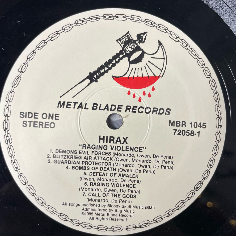 Винтажная виниловая пластинка LP Hirax Raging Violence (USA 1985)