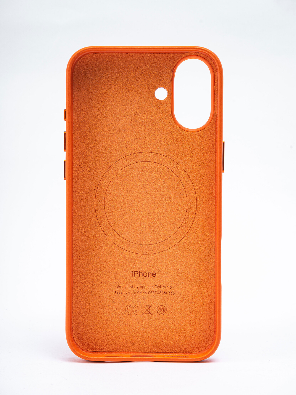 Кожаный чехол Leather Case на iPhone 16 Plus, Оранжевый