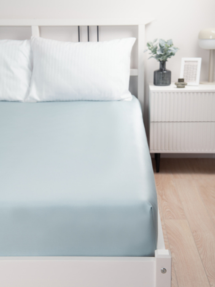 PLACIDITY Простыня натяжная сатин бирюзовый