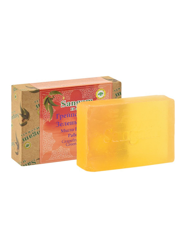 Мыло Sangam Herbals с глицерином Грейпфрут и Зеленый чай Grapefruit and Green Tea 100 г