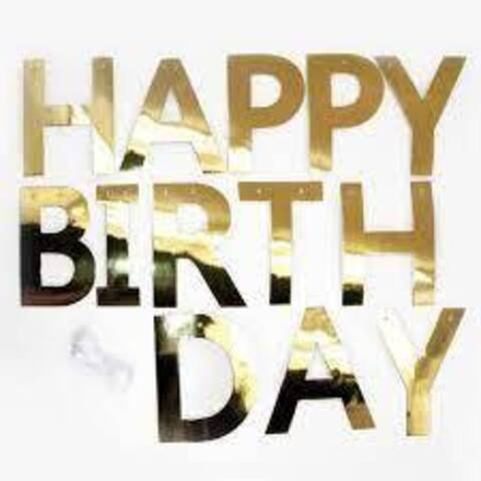 Гирлянда Happy Birthday, Золото, Металлик, 250 см, 1 шт.