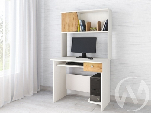 Стол компьютерный Грета-4 (белый/дуб крафт золотой)