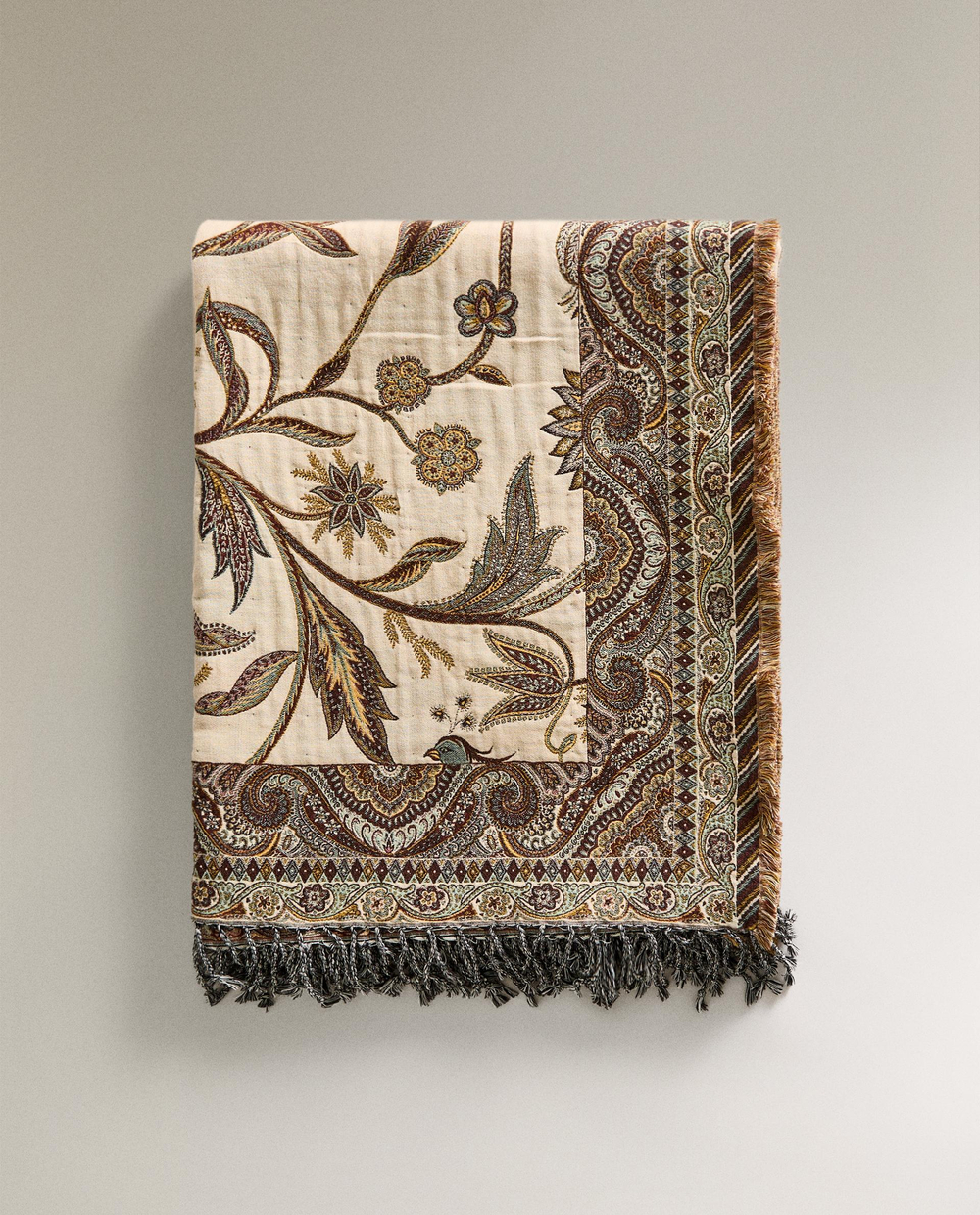 Zara Home плед из хлопка, зелёный, 140x190 см