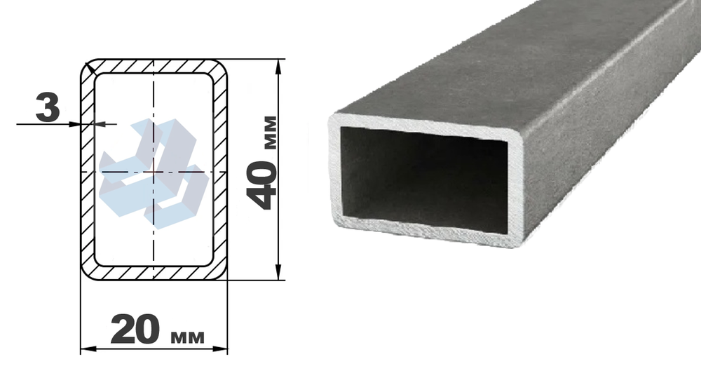 трубы электросварные прямоуг 40x20x3.0 дл 6000