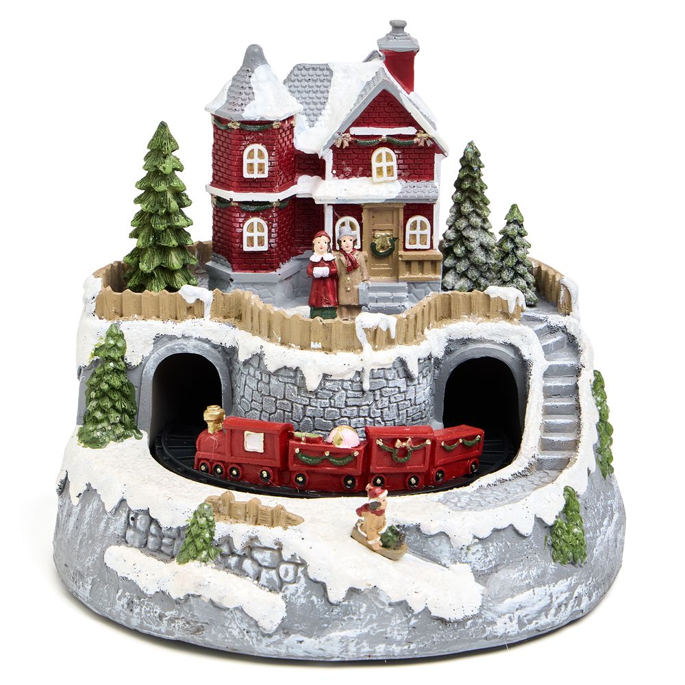 МУЗЫКАЛЬНАЯ СТАТУЭТКА "ЗАГОРОДНЫЙ ДОМИК" С LED-ПОДСВЕТКОЙ 19,5Х19,5Х17,5 СМ