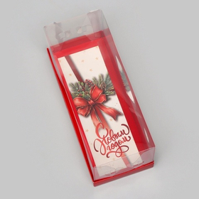 Коробка с прозрачной крышкой под рулет «С Новым годом», 30×12×12
