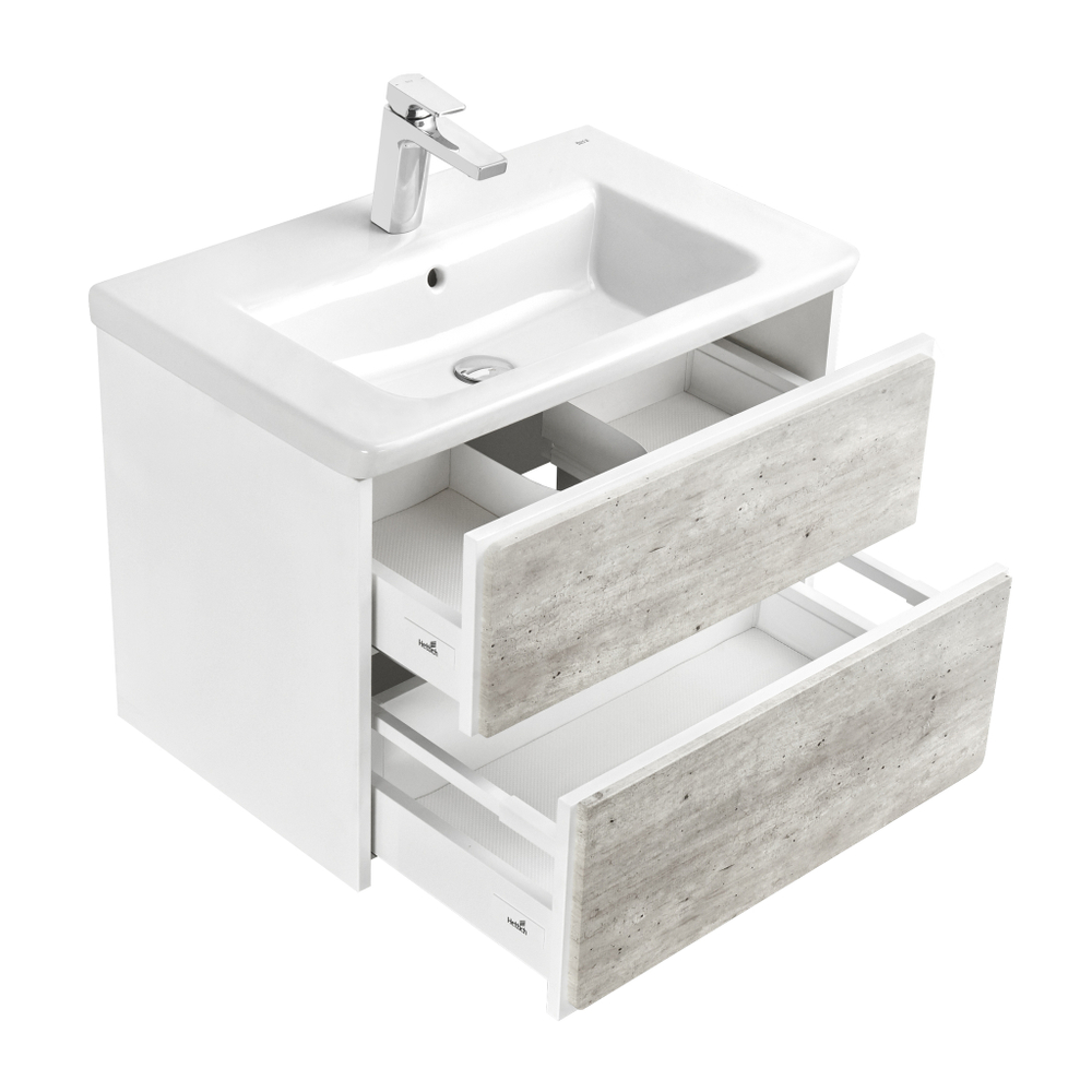 Тумба Ronda 700 бетон, белый глянец/Раковина The Gap Original 70, ZRU9307644