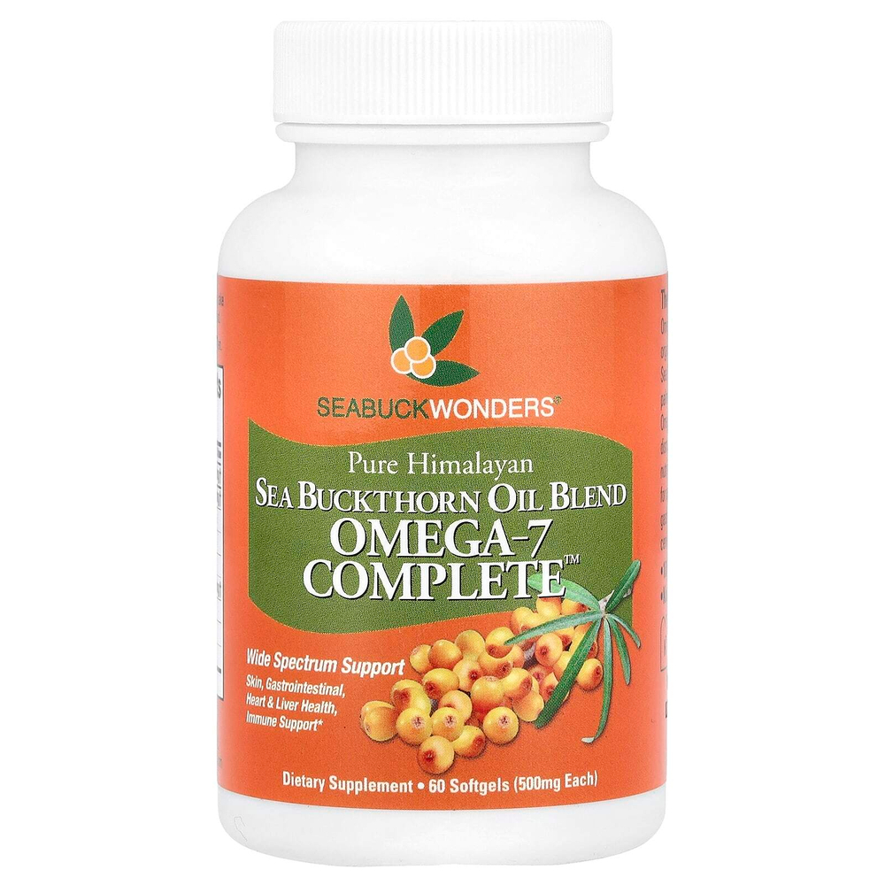 SeaBuckWonders, Omega-7 Complete™, смесь облепиховых масел, 60 капсул (500 мг в 1 капсуле)