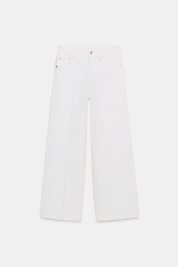ZARA ДЖИНСЫ WIDE LEG С ВЫСОКОЙ ПОСАДКОЙ — ZW COLLECTION, ЖЕЛТОВАТО-БЕЛЫЙ