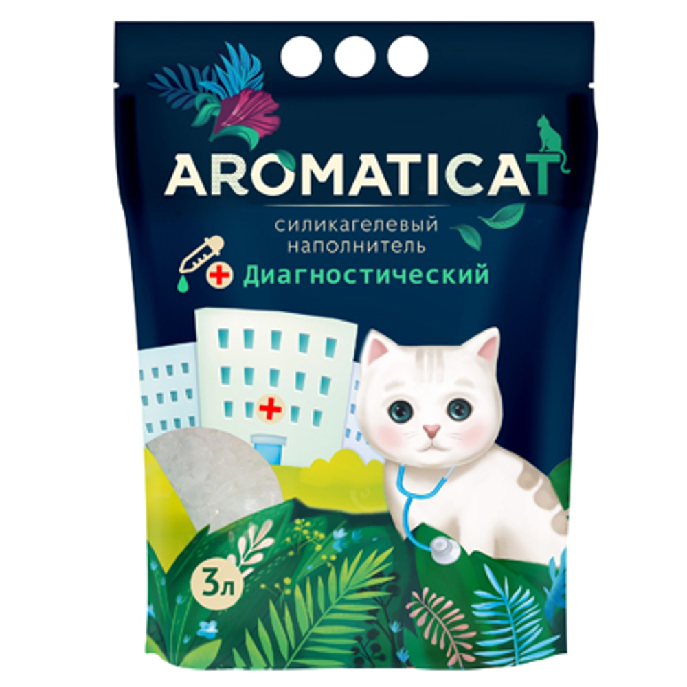 AROMATICAT Наполнитель для кошачьего туалета силикагелевый диагностический с рH 3л