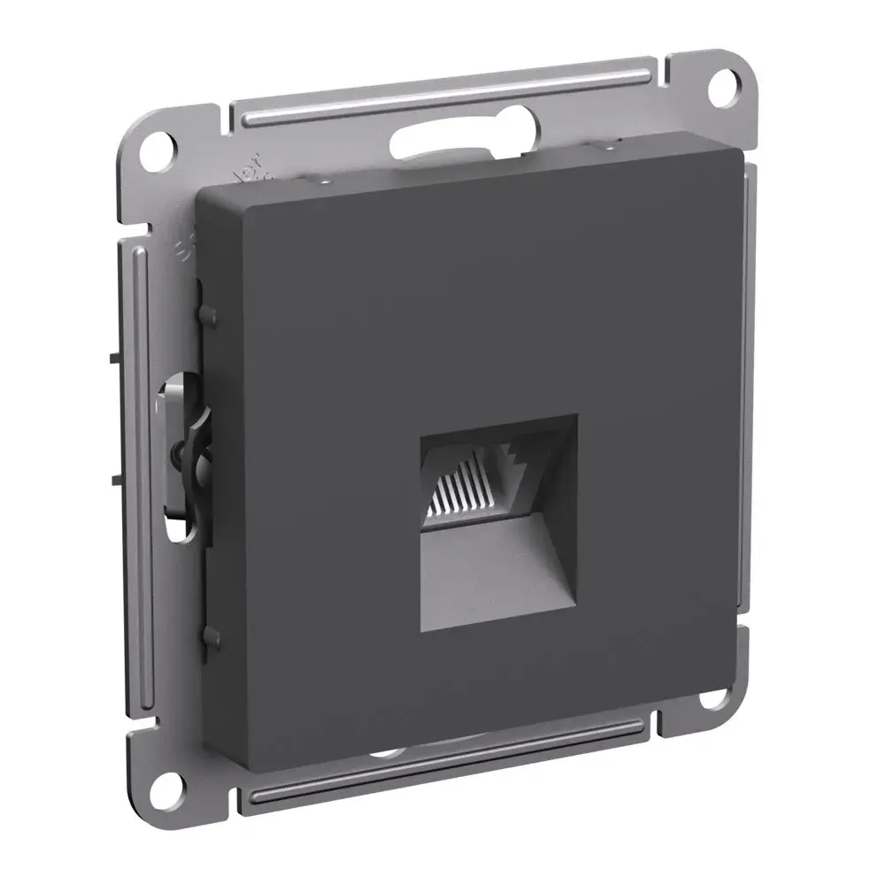 ATLASDESIGN РОЗЕТКА компьютерная RJ45 кат. 6A, механизм, БАЗАЛЬТ