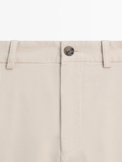 Massimo Dutti Брюки-джоггеры из смесовой хлопковой ткани, бежевый