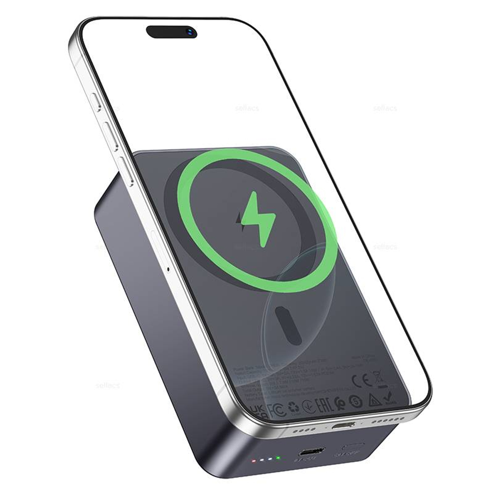 Портативный магнитный аккумулятор Hoco J160B 20000mAh PD20W (black)