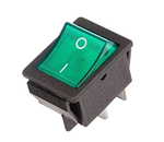Выключатель зеленый 16А 250V, 20A 125V (4-х контакт.) клавишный