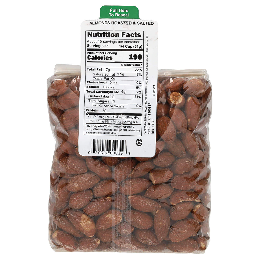 Bergin Fruit and Nut Company, Обжаренный соленый миндаль, 16 унций (454 г)